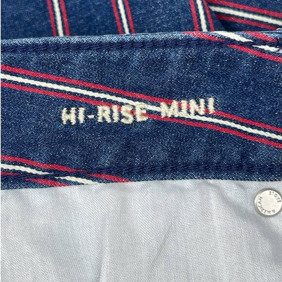American Eagle Hi Rise Denim Mini Skirt Size 10 Red and White Stripe Retro - Picture 4 of 5